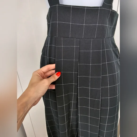 NWOT Rare Unique Vintage Windowpane Emerald Rochelle Plaid Suspender Pants - Picture 7 of 10